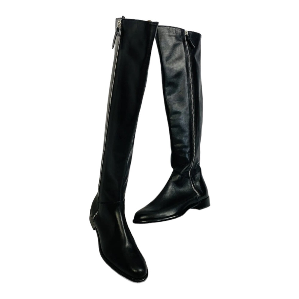 Ann Mashburn Black Leather Full Zipper Slip-On Boots Vibram Sole‎ EU 36 / US 6
